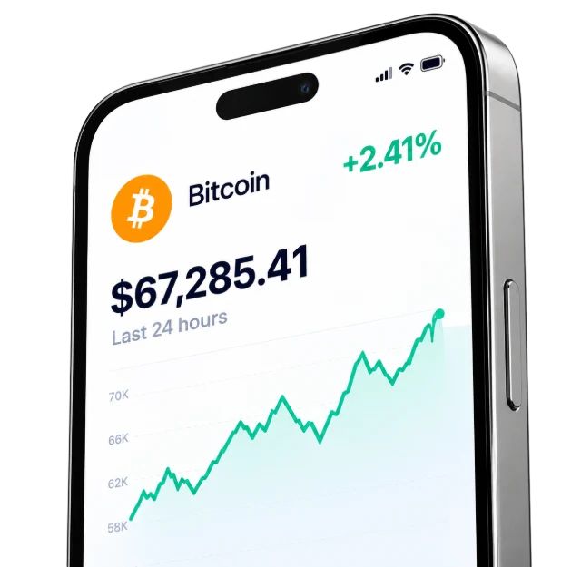Phone showing a Bitcoin price chart
